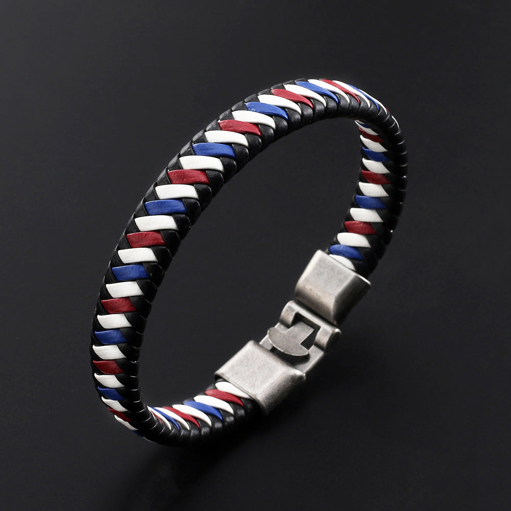 Wholesale Color Woven Leather Men's Bracelets